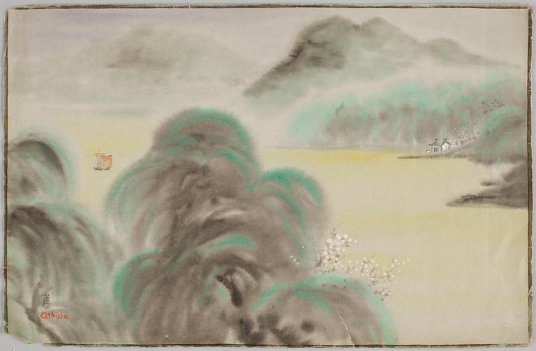 PARTI MÅLNINGAR OCH TRYCK, 9 delar, bl.a. Japan, 1900-tal.