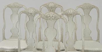 Four + two Swedish Rococo chairs.