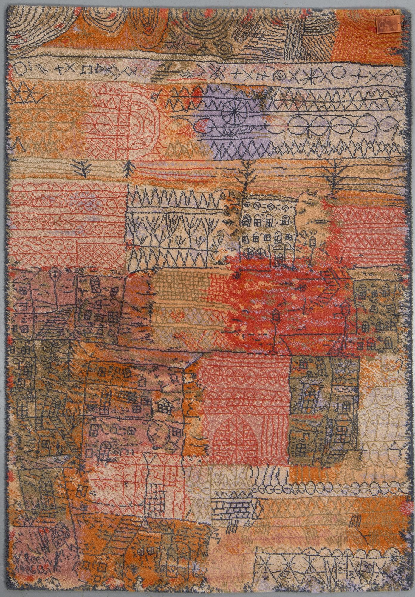 A Paul Klee rug, Florentinisches villenviertel”. Machine made pile. 202 x 141 cm. After a work of Art by Paul Klee from.