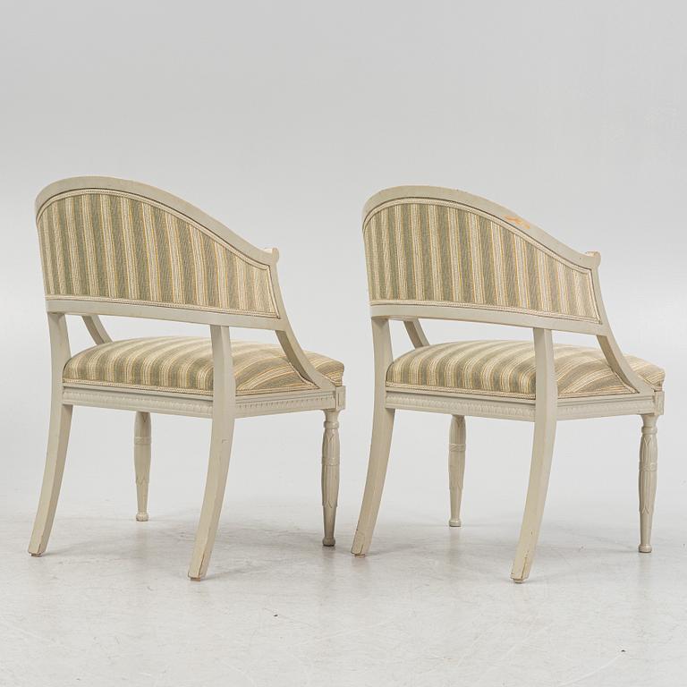 A Gustavian style 6-piece furniture suite, P.A. Eklund Bispgården, mid 20th Century.