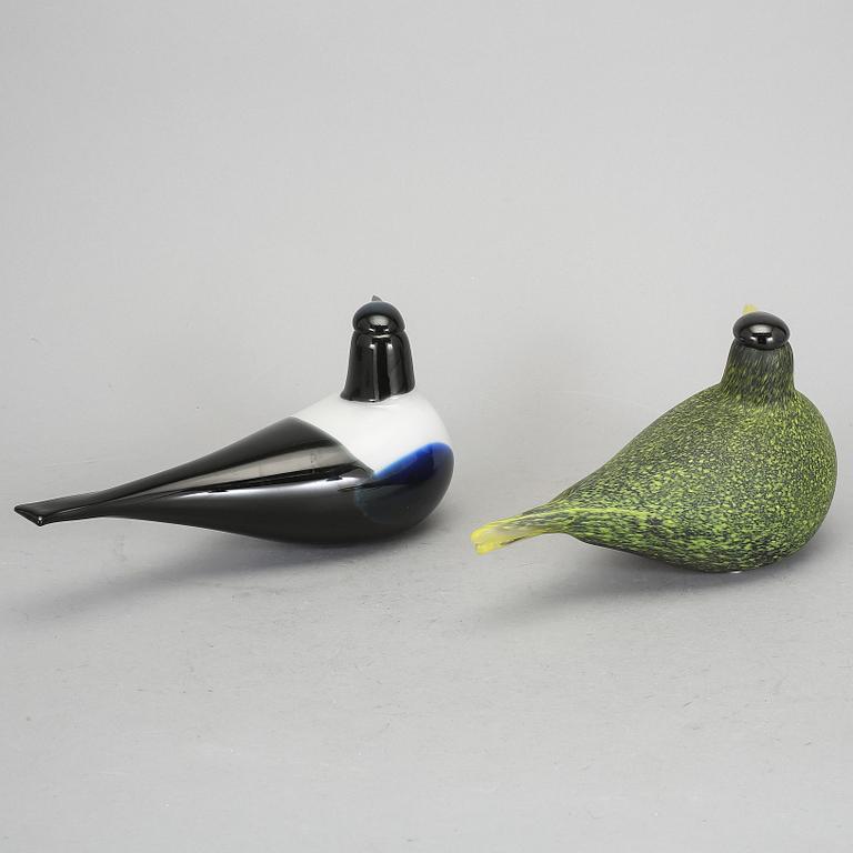 FIGURINER, 2 st, glas, Oiva Toikka, Nuutajärvi, signerade.