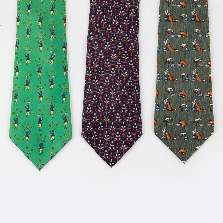 Hermès, three silk ties.