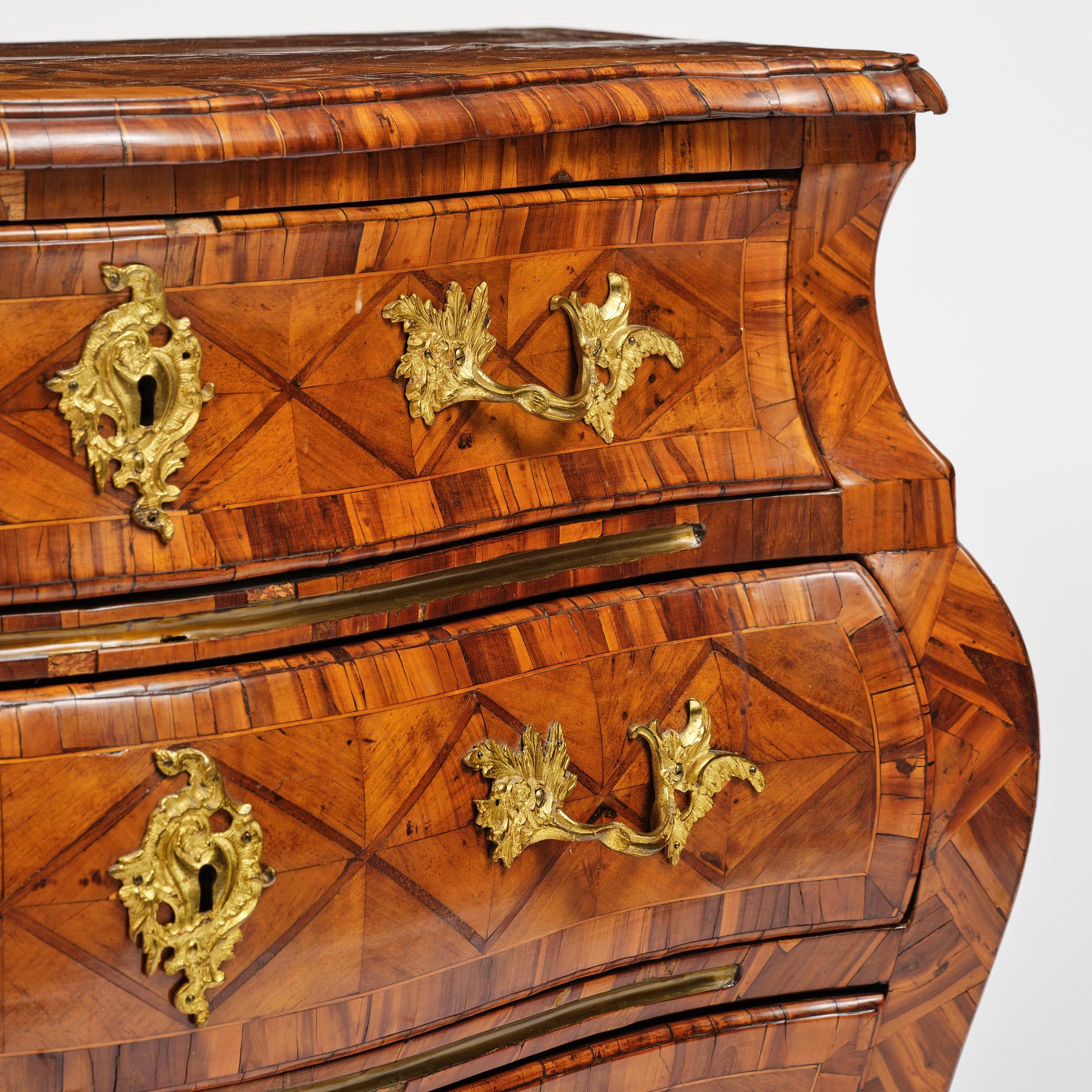 A Swedish parquetry rococo commode, Stockholm, later part 18th century.