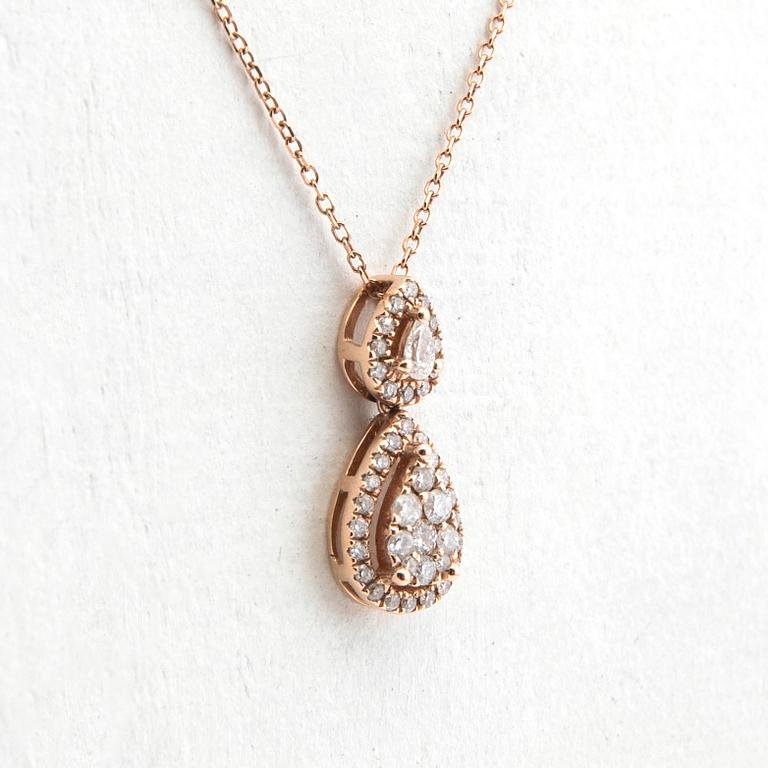 Pendant, 14K rose gold with brilliant-cut diamonds.