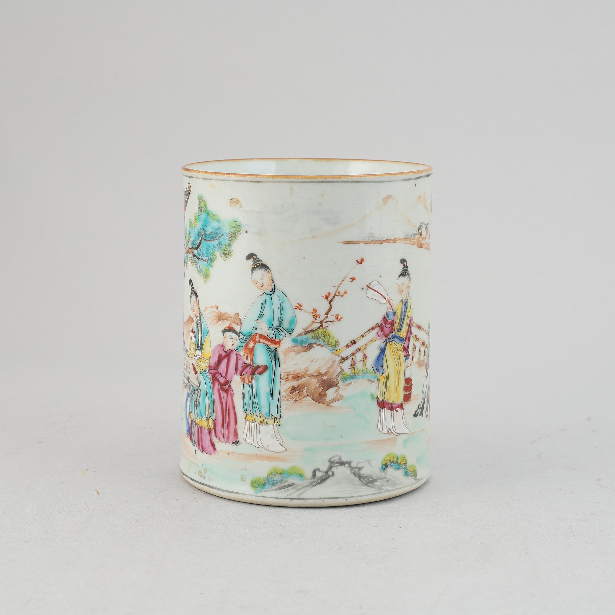 Mugg, kompaniporslin. Qingdynastin, Qianlong (1736-95).