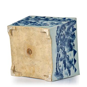 A blue and white flower pot, late Qing dynasty, circa 1900.