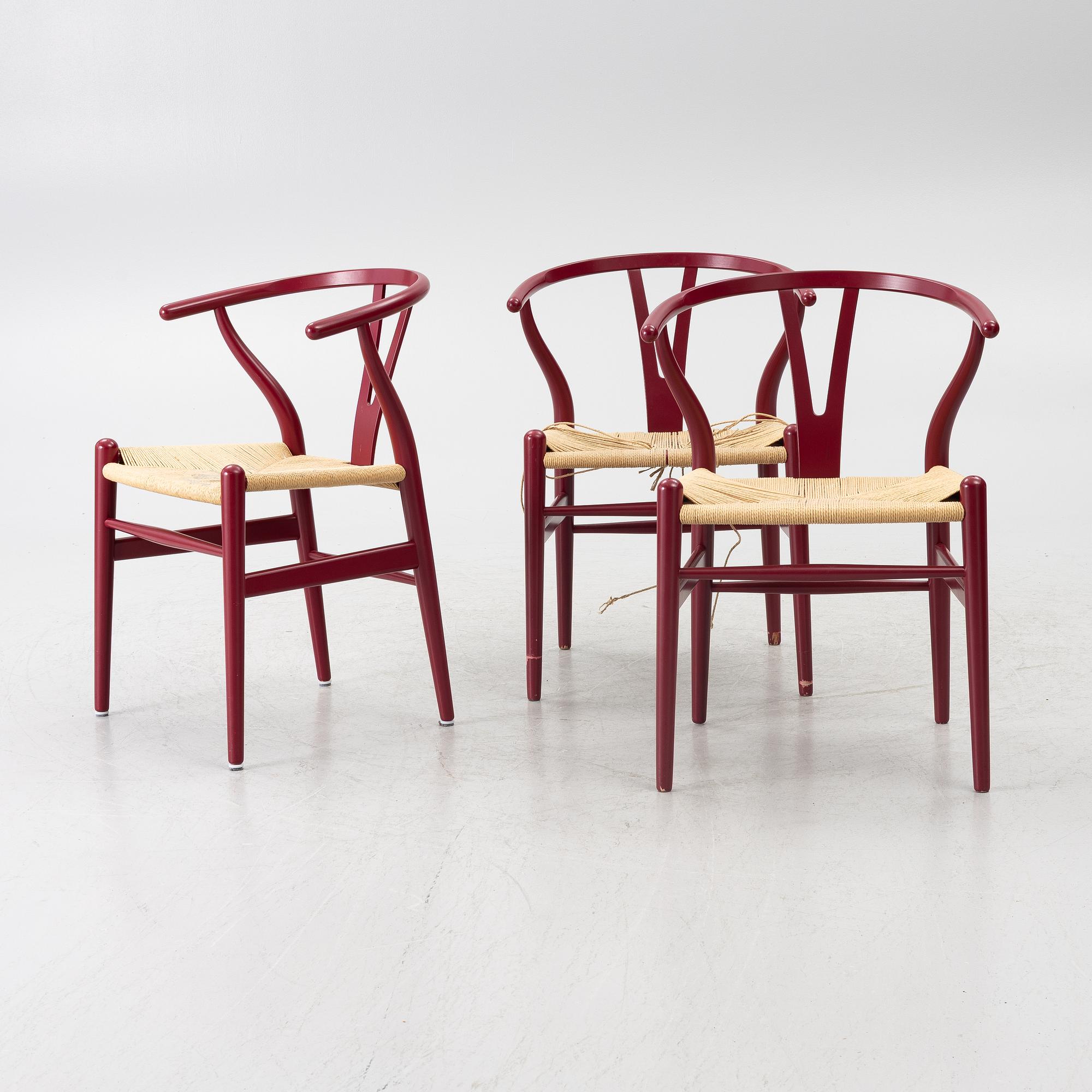 Hans J. Wegner, three  model CH-24/"Wishbone Chair", Carl Hansen & Son, Denmark.
