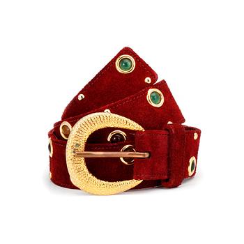 YVES SAINT LAURENT, a red suede belt.