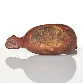 A Swedish carved and painted figural drinking vessel from Jämtland or Härjedalen, late 18th / early 19th century.