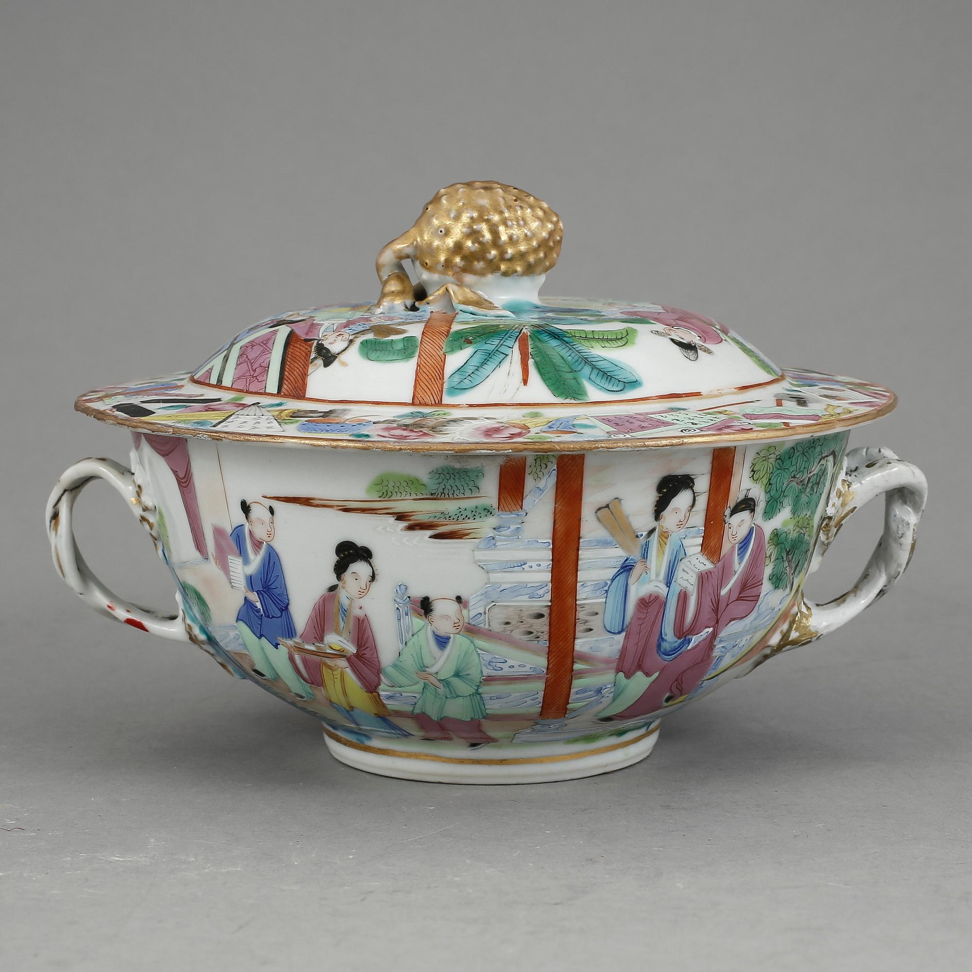 SKÅL MED LOCK, porslin, Kina, Kanton, 1800-tal.