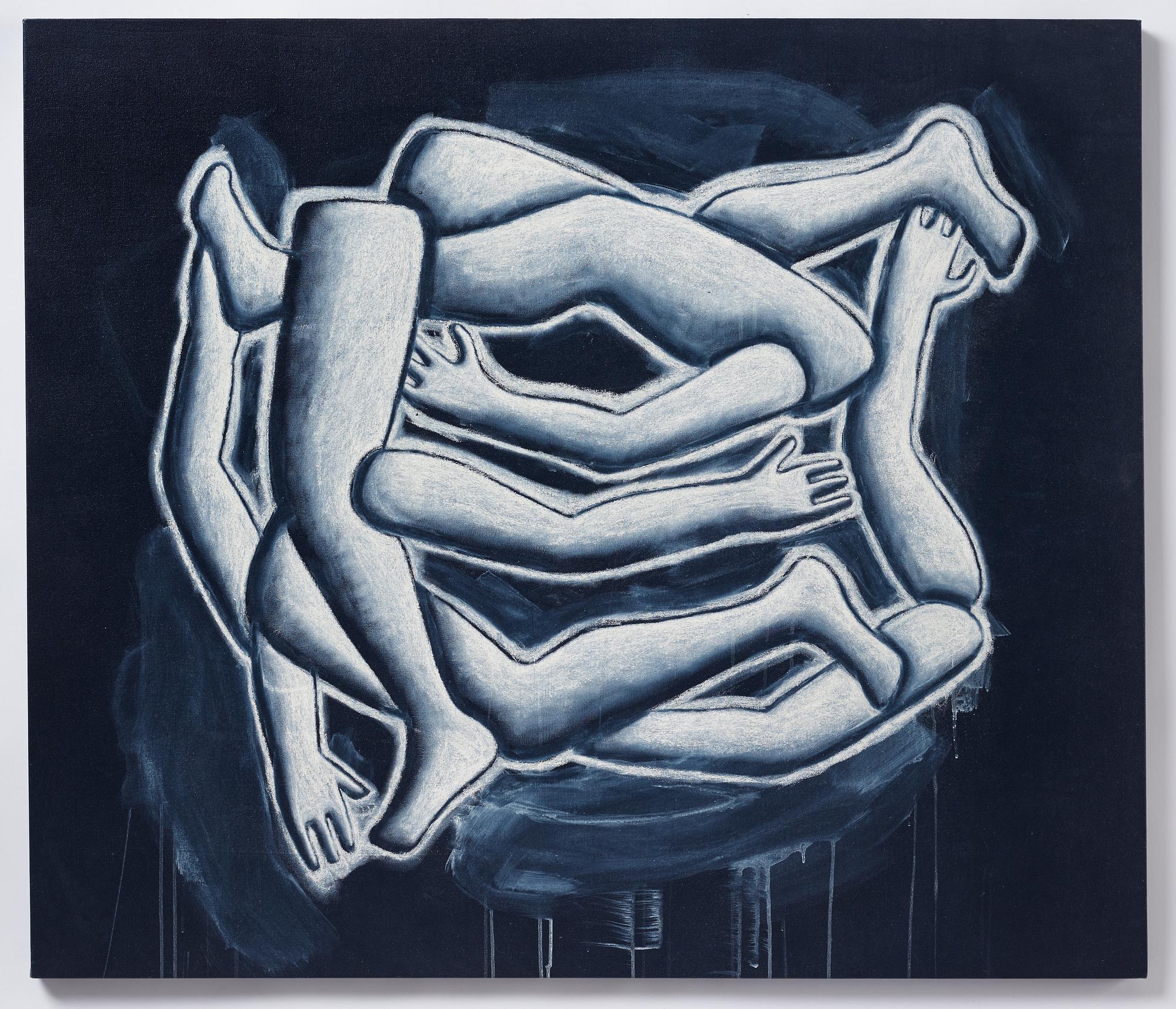 Tomas Clusellas, acrylic and chalk on canvas, signed and dated 1993 verso.