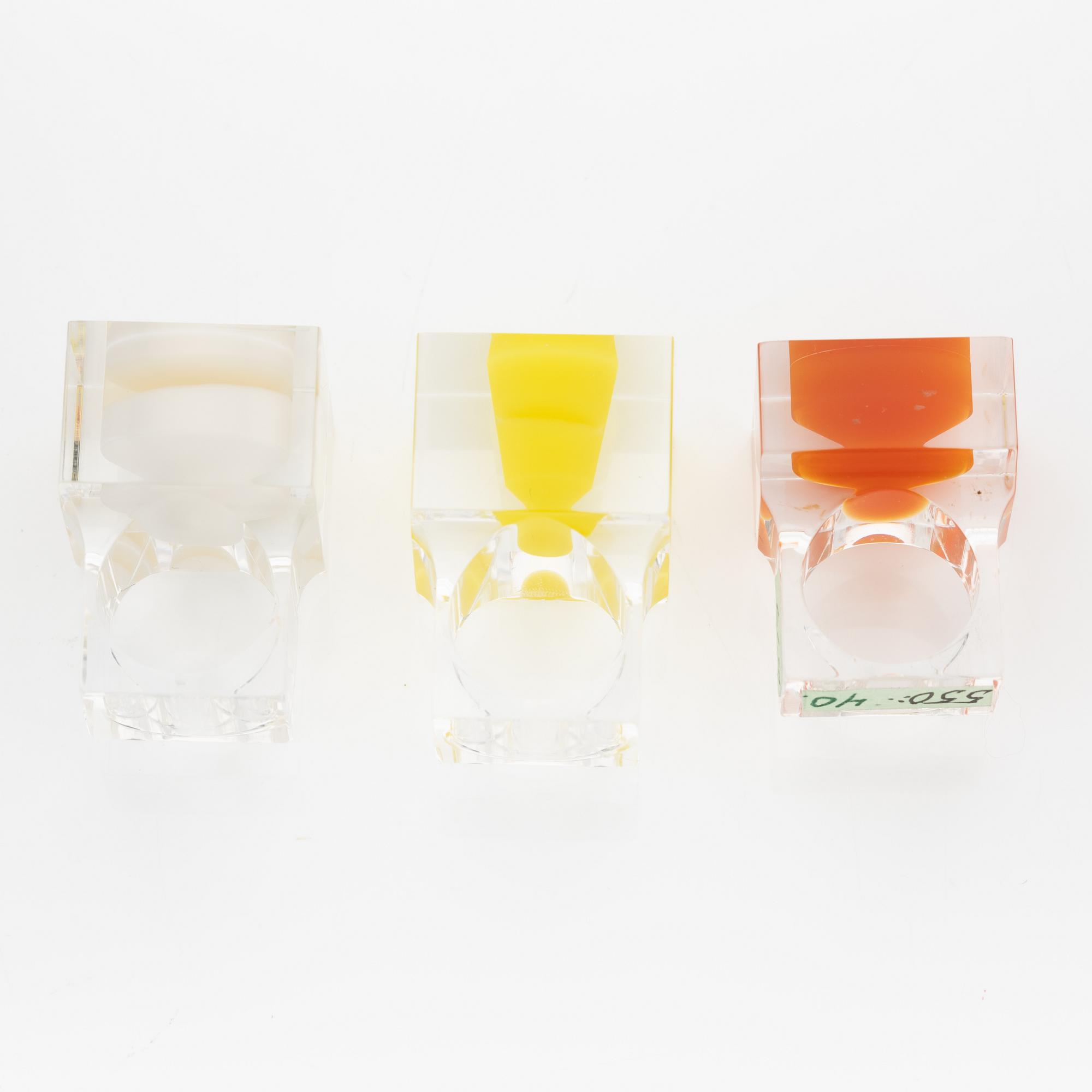 Siv Lagerström, three acrylic plastic rings, 1970s.