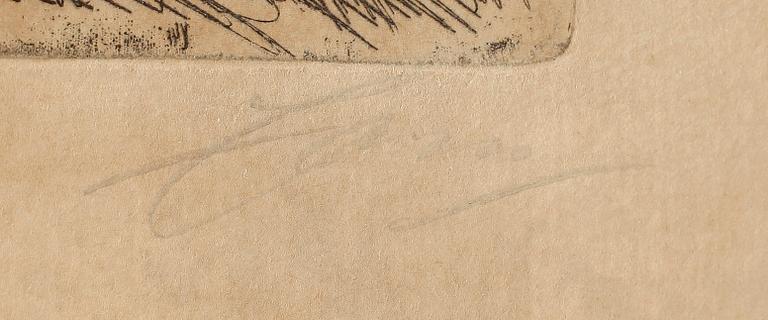ANDERS ZORN, etsning, monogramsignerad och daterad 1907 i plåten, samt blyertssignerad.