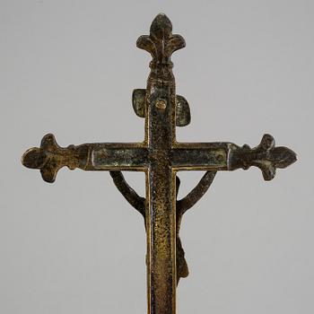 A BRONZE CRUCIFIX, 18th century.