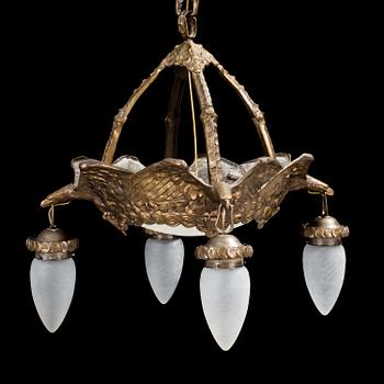 ALICE NORDIN, Attributed to, a Jugend ceiling light from Böhlmarks. Height ca 105 cm.