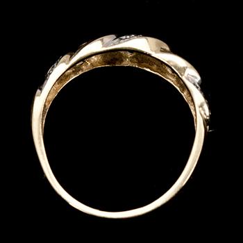 RING, guld 14K, 6 små diamanter, finska stämplar. 1900-talets slut. Vikt 3,5 g.
