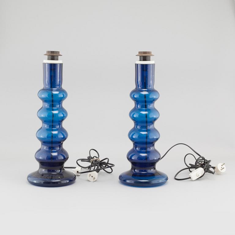One pair of glass table lamps, probably Luxus, 1960s/70s.