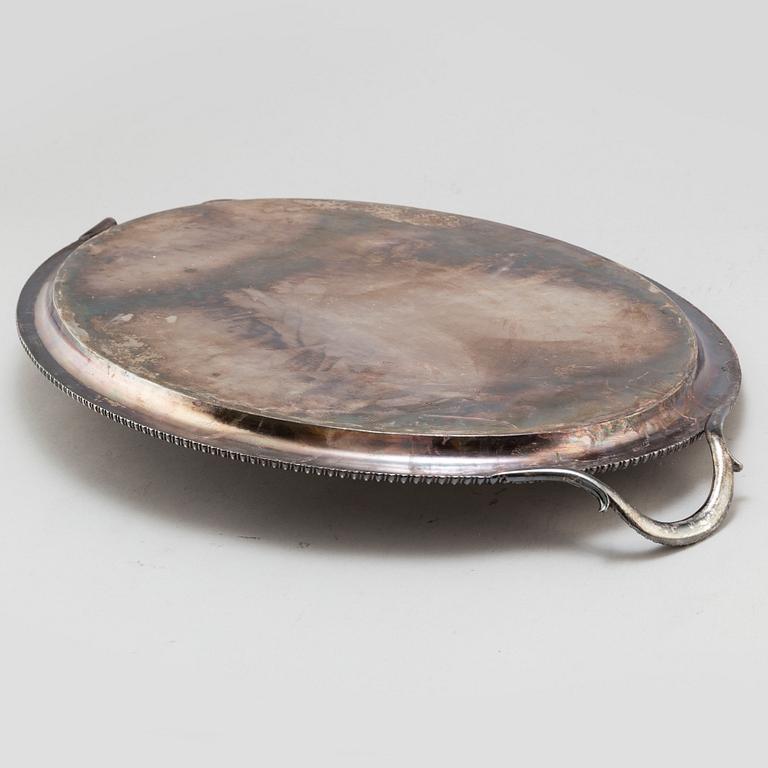 A silver tray from London, 1802.