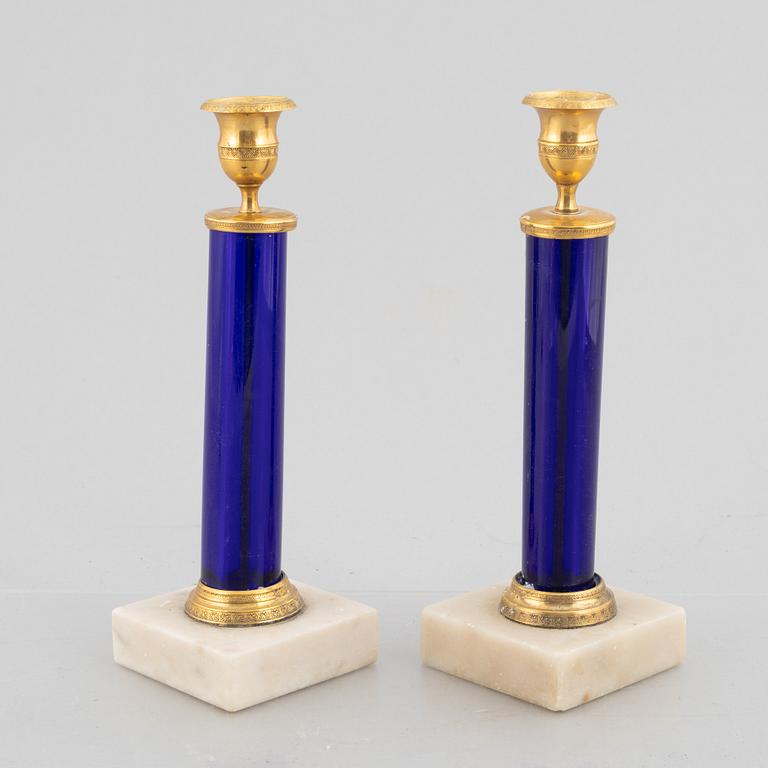 Ljusstakar, ett par, sengustaviansk stil med äldre delar.