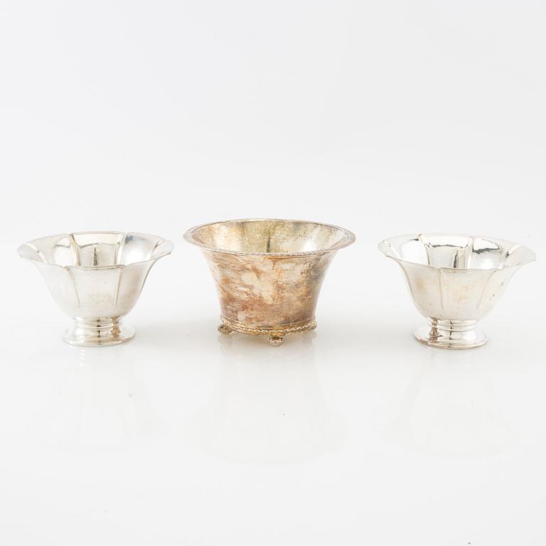 Bowls/bowl on foot, 3 pcs, silver, GAB Stockholm, 1920s/30s.