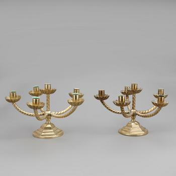 KANDELABRAR, ett par, mässing, 1900-tal.