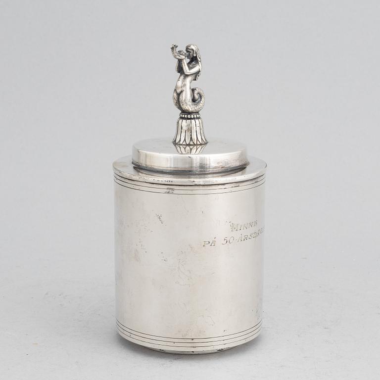 A Swedish silver plated lided jar, mark of CG Hallberg.