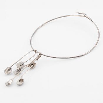 Bent Knudsen, neck ring with three pendants, sterling silver, Denmark.