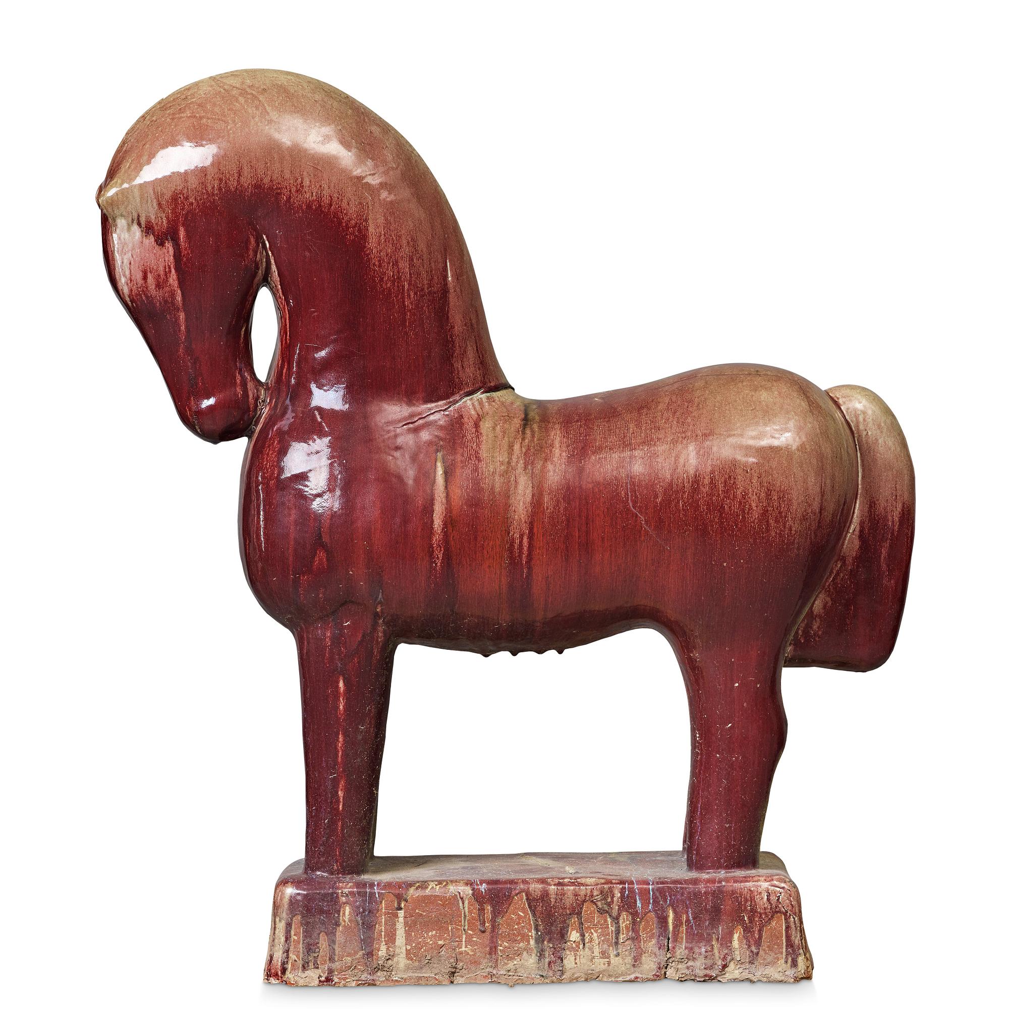 Ulla & Gustav Kraitz, a large stoneware sculpture of a horse, Fogdarp, Förslöv.