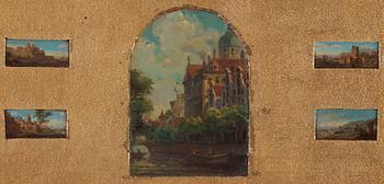 Cornelis van Poelenburgh Attributed to, 3 pictures with the madonna, antique scenes.