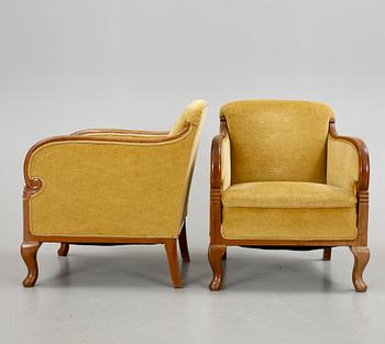 FÅTÖLJER, ett par, art déco, 1920/30-tal.