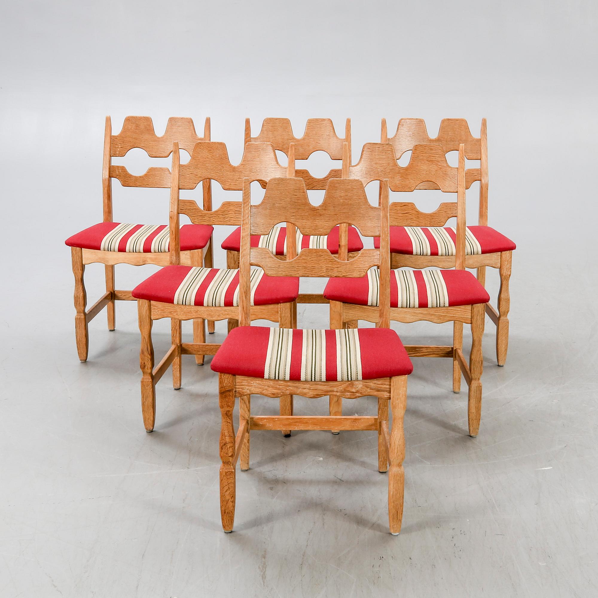 Henning Kjaernulf, Chairs, 6 pcs, Denmark, 1960s, Nyrup furniture factory.