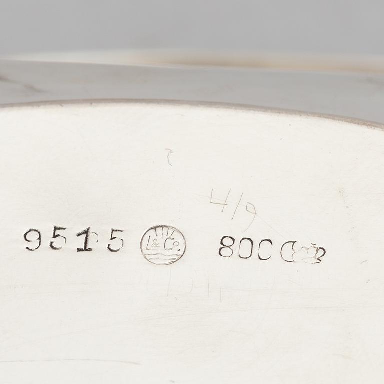 A German silver 800 bowl, mark of Läger & Co, Hanau, Germany, early 20th Century.