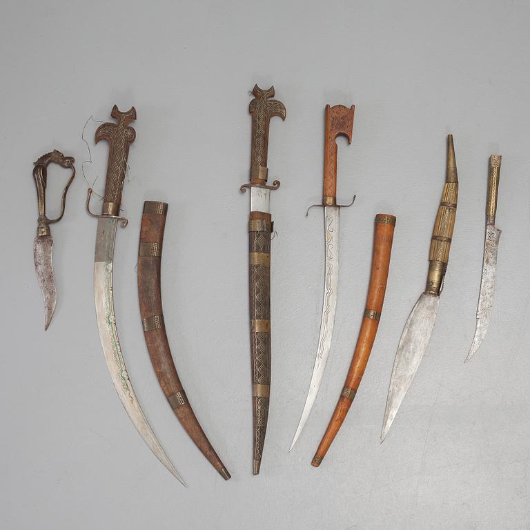 Three dagger and three knives, late 19th century.