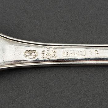 A set of four Swedish silver dinner-forks, marked Jonas Elg, Västerås 1800.