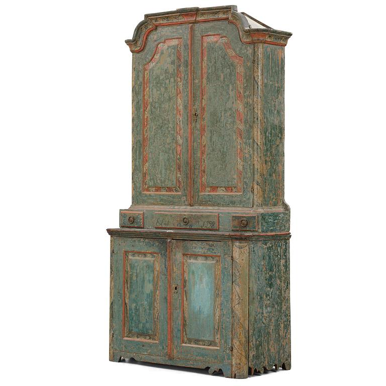 A Swedish polychrome-painted rococo cabinet, late 18th century.