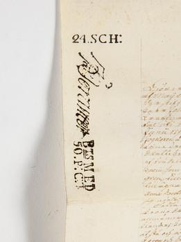 DOKUMENT, pergament, daterat 1808.
