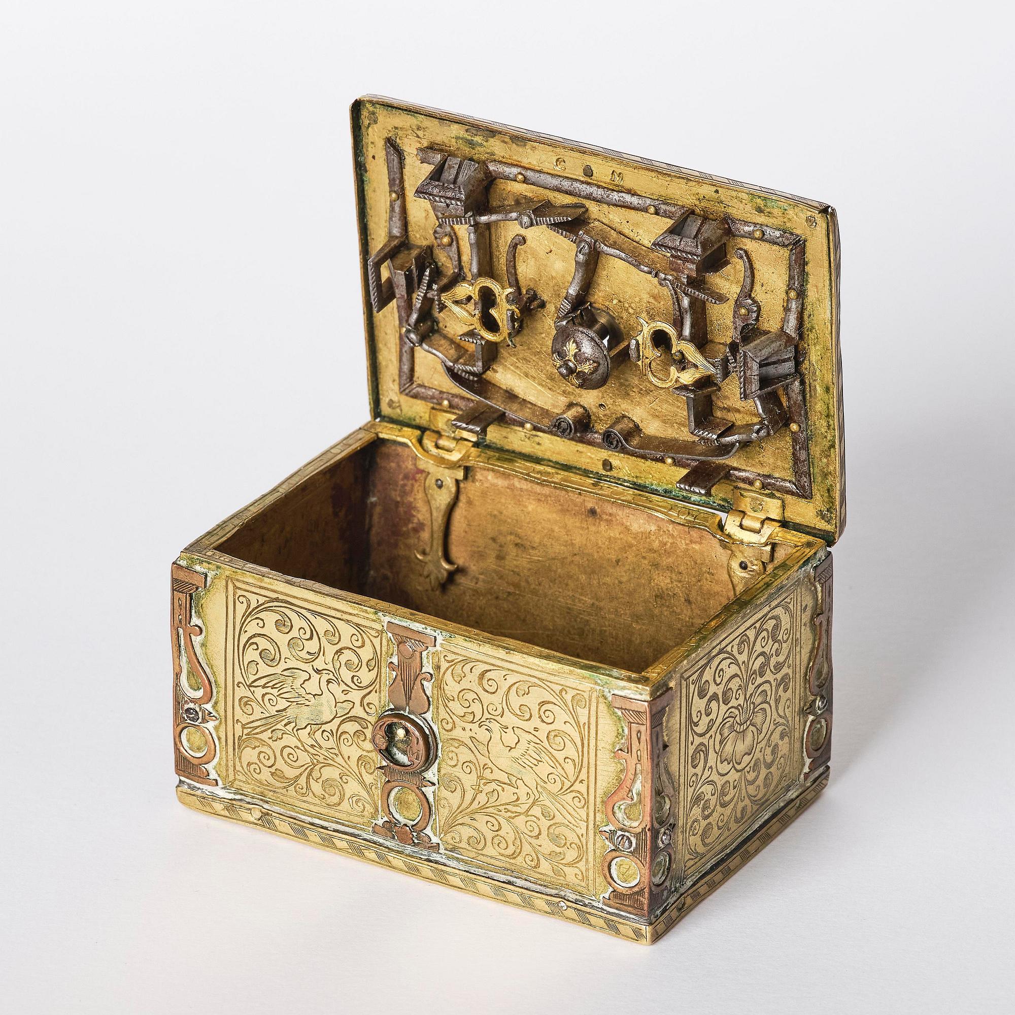 A gilt-brass miniature casket by Conradt Mann (master in Augsburg and Nuremberg, fl. ca. 1600-1630).