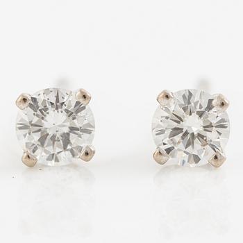 Earrings, Strömdahls, 18K white gold with round brilliant-cut diamonds, total approx. 0.38 ct.