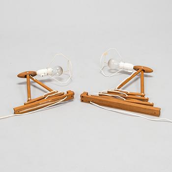 Erik Hansen, vägglampor, ett par, "Saxelampe", Le Klint, Danmark.