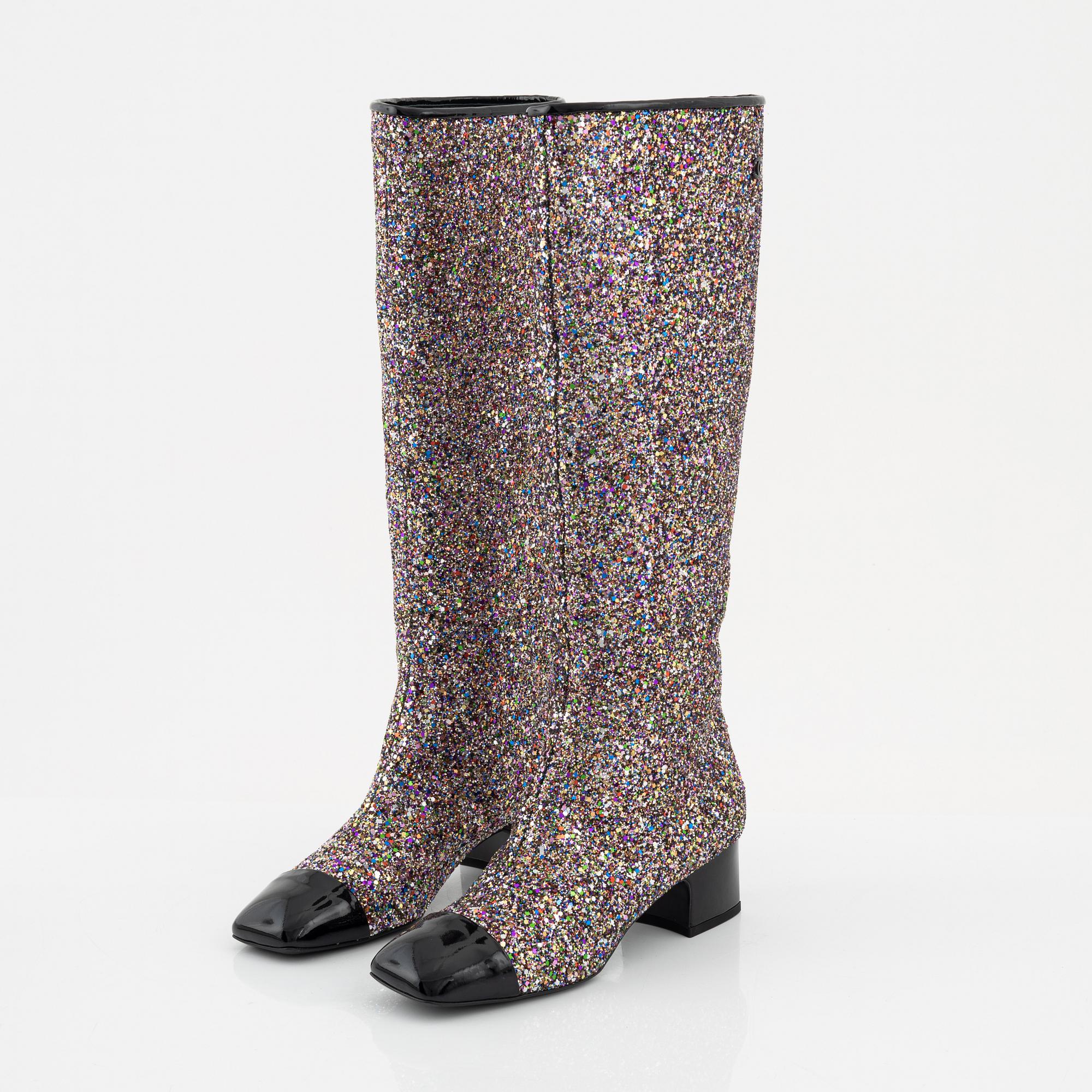 Chanel sparkle boots store