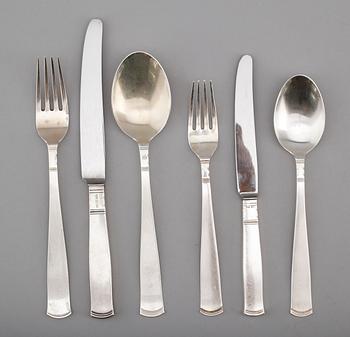 BESTICK, 36 delar, silver, "Rosenholm", GAB, Stockholm. Vikt med stålblad ca 1795.