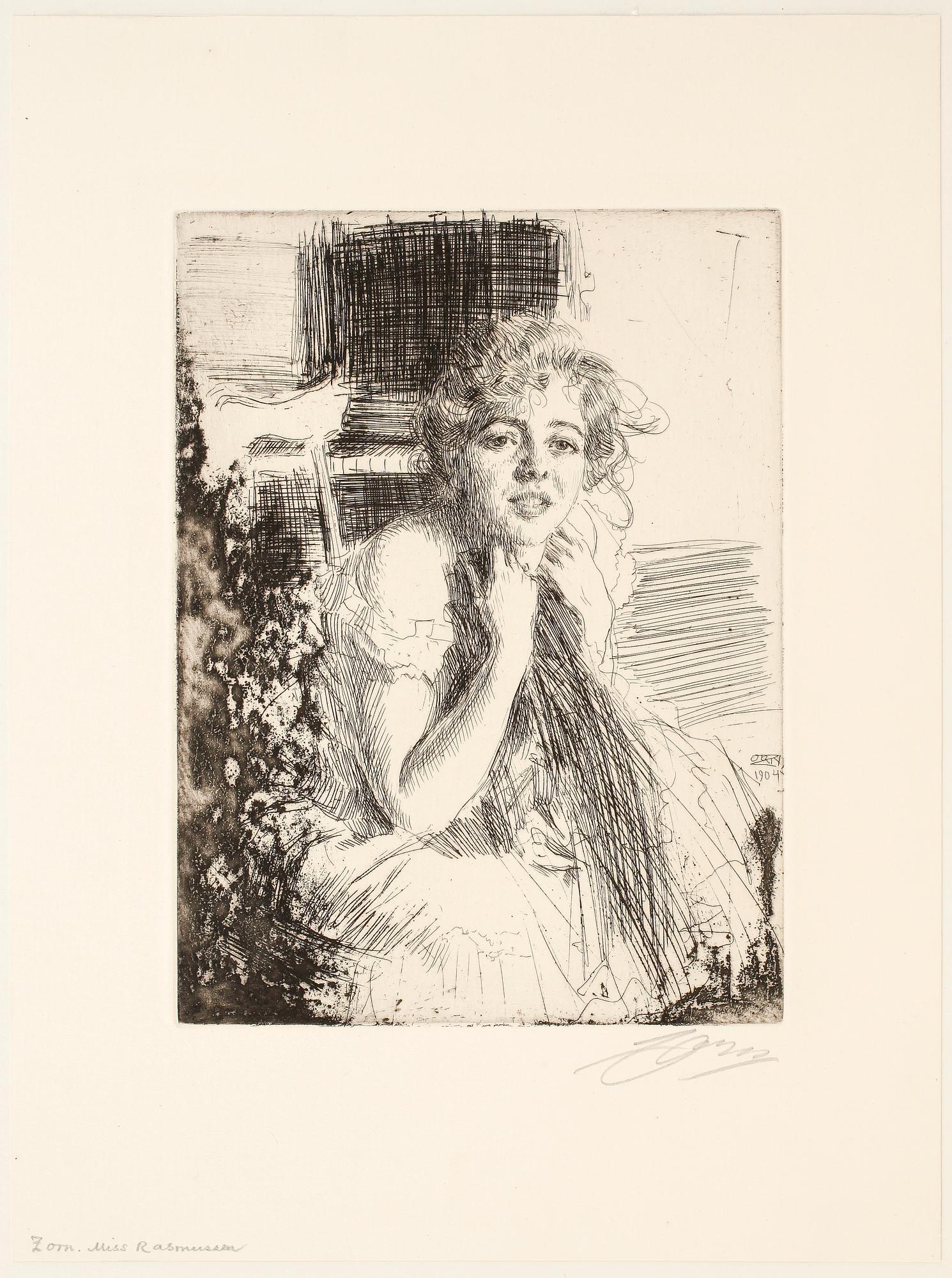 ANDERS ZORN, etsning, utförd 1904, signerad med blyerts.