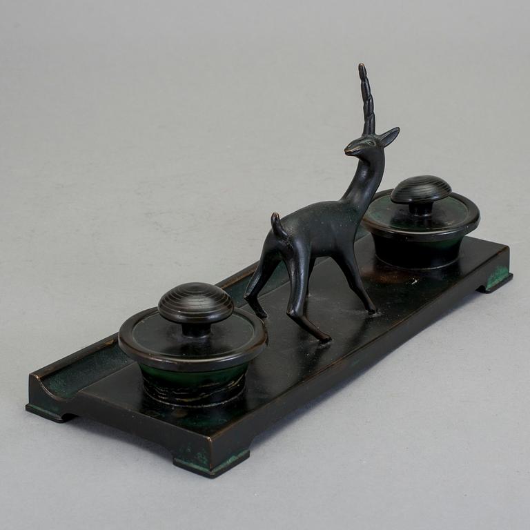 SKRIVSET, brons, Nils Fougstedt, Fabriksaktiebolaget Kronsilver FAK, 1920/30-tal.