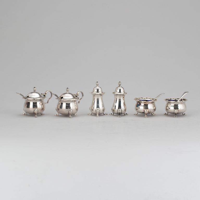 BORDSUPPSÄTTNING, 6 delar, nysilver, Mappin & Webb, England, 1900-talets mitt.