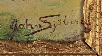 OKÄND KONSTNÄR, olja på duk, signerad John Sjöberg, 1900-talets första hälft.