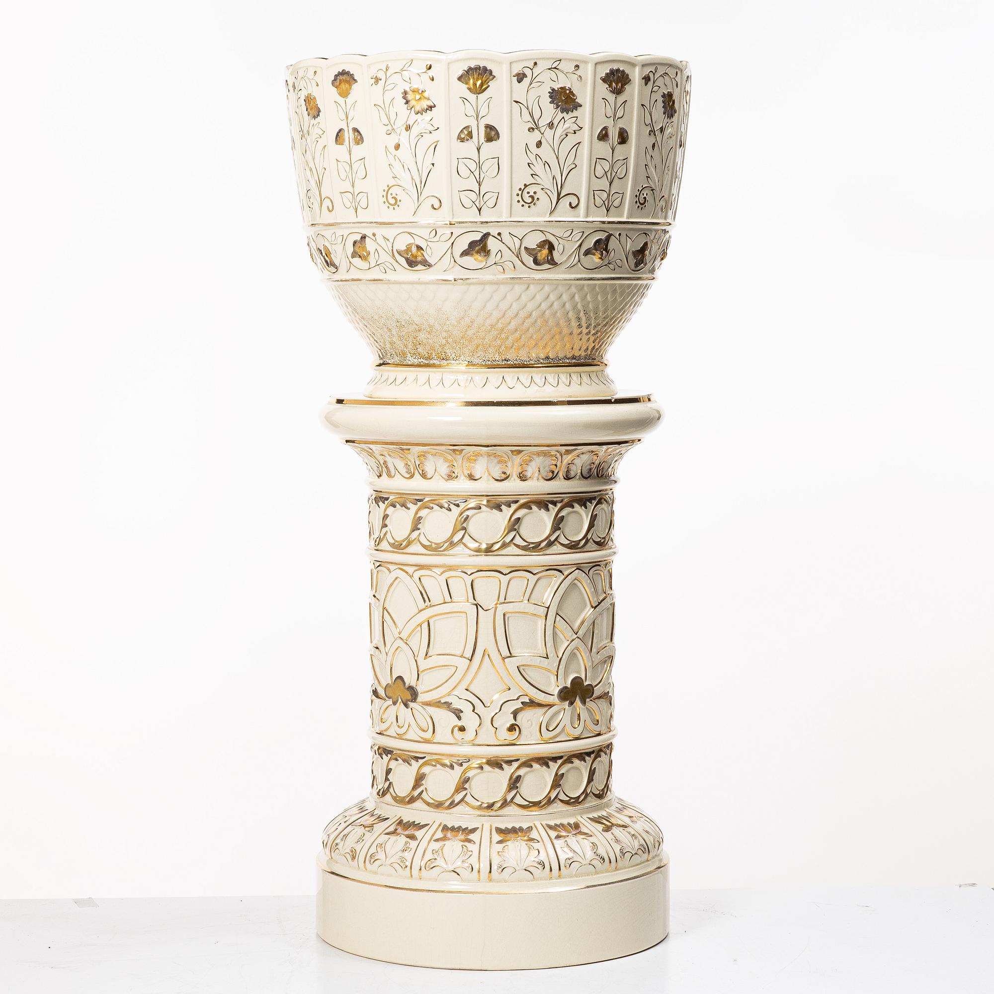 Pot on pedestal, Jugend, Rörstrand, early 20th century.
