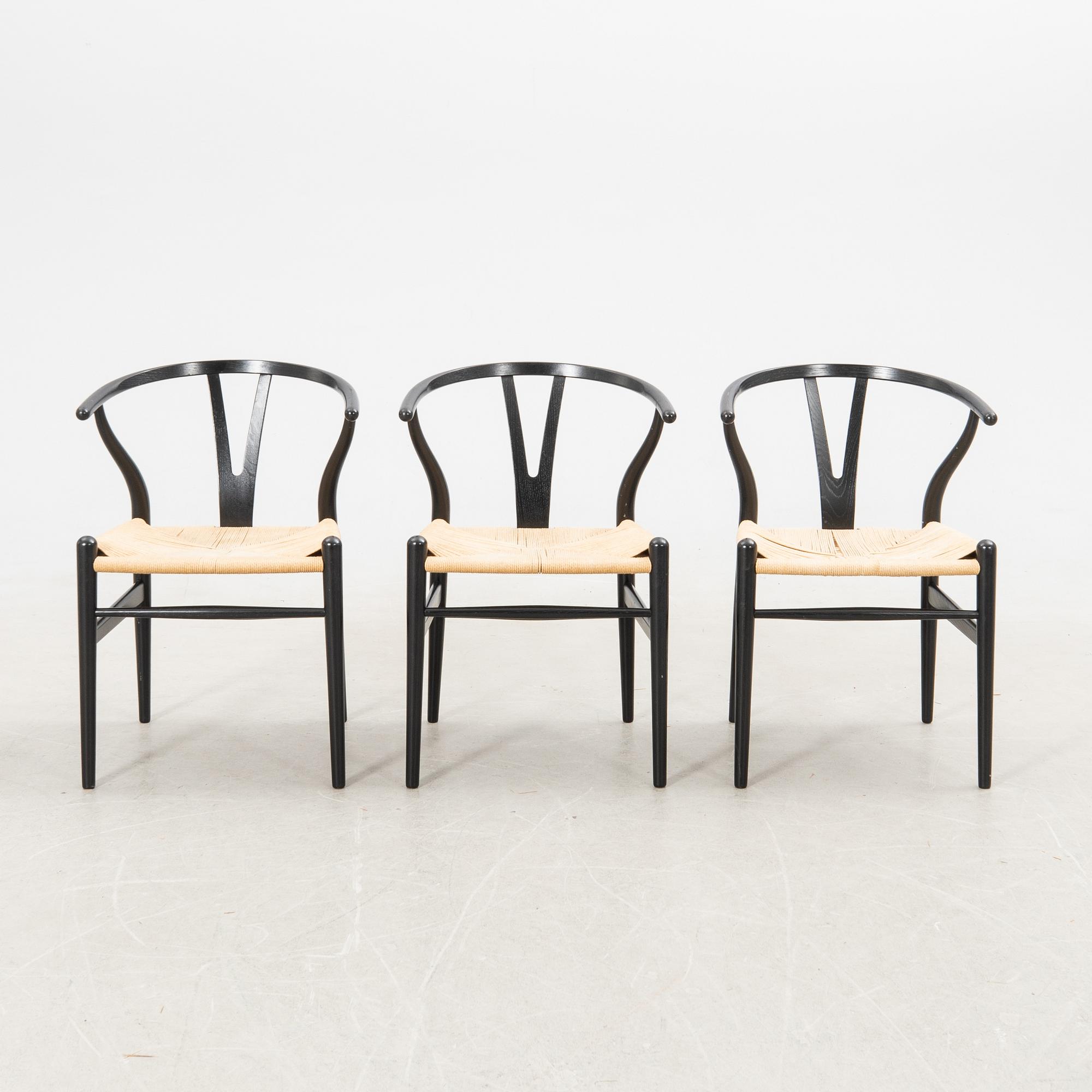 Hans J. Wegner, stolar, 6 st, "Y-stolen" modell CH-24, Carl Hansen & Søn, Danmark. 2000-tal.