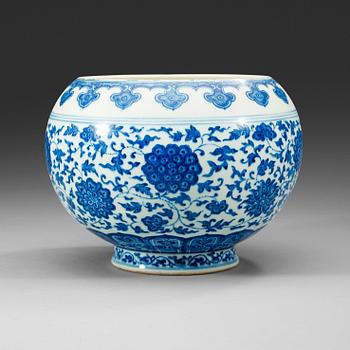 136. A blue and white 'Lotus' vase, Qing dynasty, with Daoguangs seal mark and period (1821-1850).