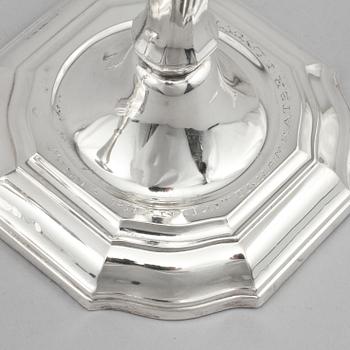 LJUSSTAKAR, ett par, silver, C.G Hallberg, Stockholm, 1956.