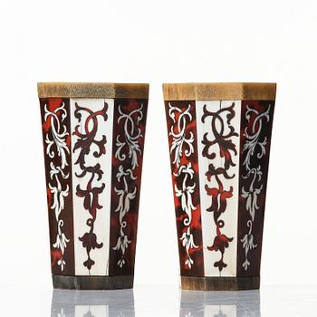 A pair of Baroque style 19th century game cups. Veneered with tortoiseshell and antler.